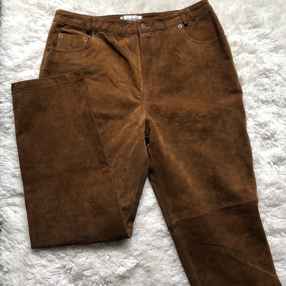 90s Vintage Genuine Leather Pants High Waisted - Picture 1 of 8